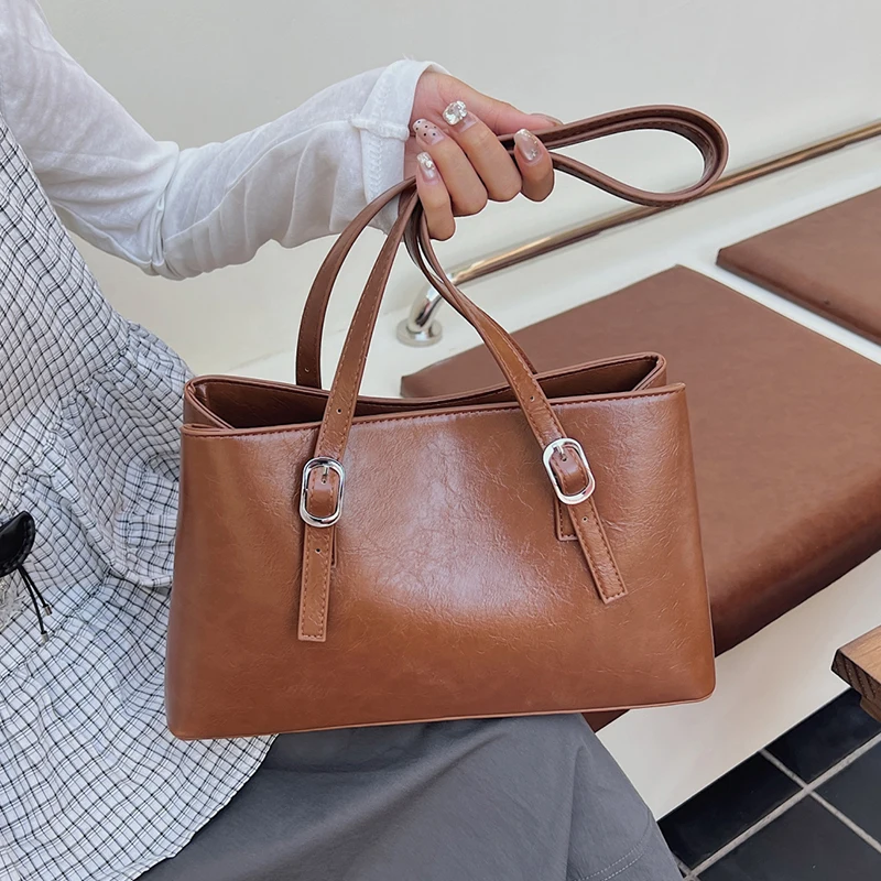 Luxury Designer Large Capacity Tote Handbag for Women 2026 Trends Brand Pu Leather Shoulder Shopping Bag Black Brown Sac A Main