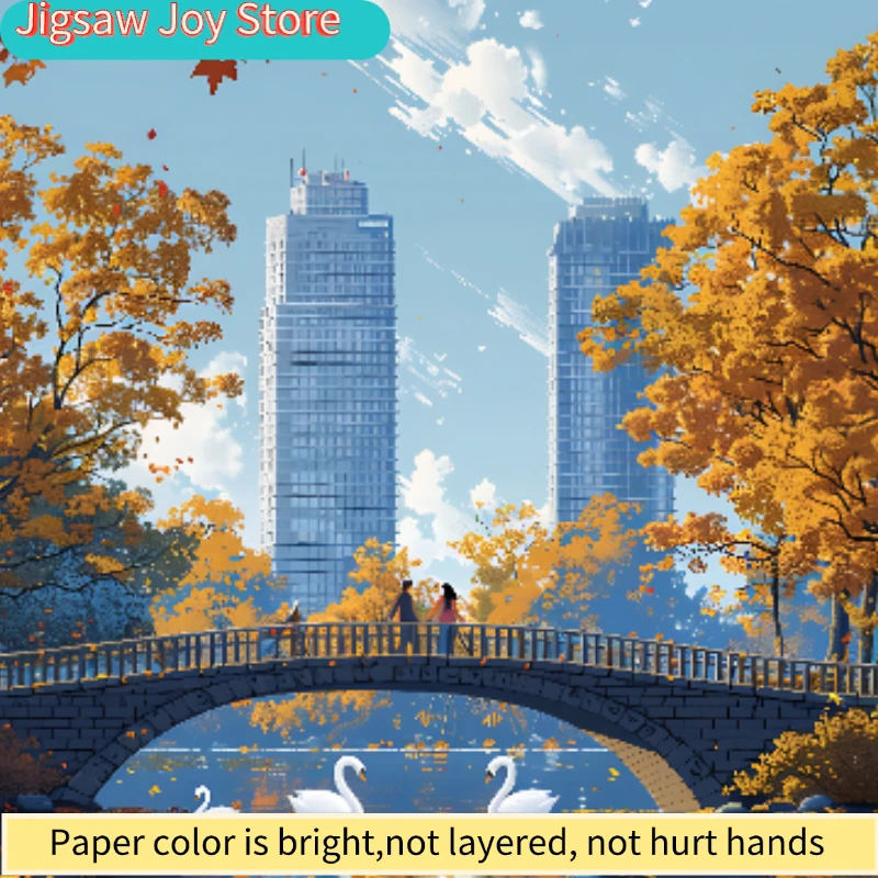 

Paper Adult Jigsaw Puzzle 1000 Pieces Puzzle Toys Urban Fall Lake Puzzle Decorative Painting Exercise Brain Thinking Learning