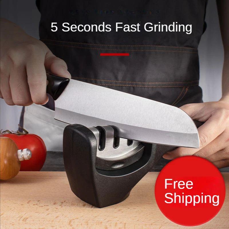 Handheld Knife Sharpener Multi-function 3 Stages Type Quick Knife Sharpen Ceramics Sharpening Stone Kitchen Knives Accessories