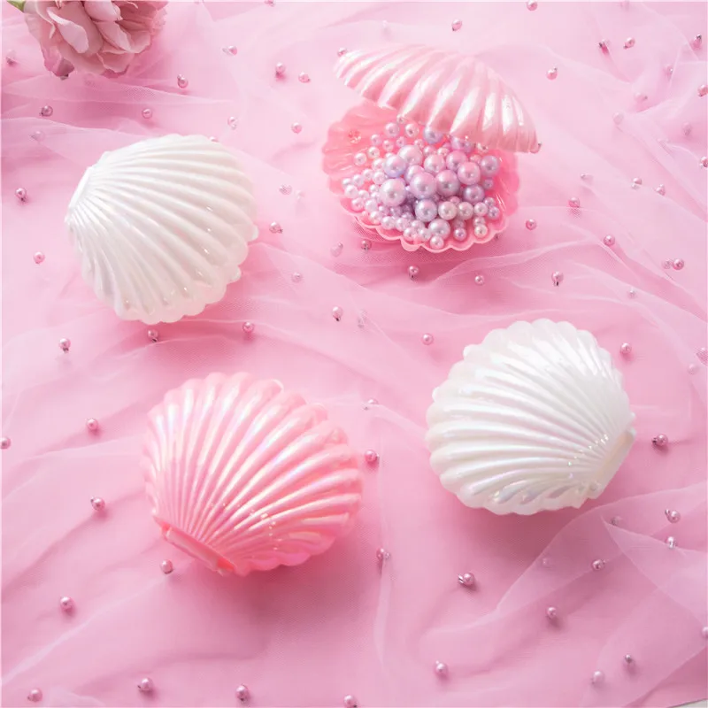 5pcs Simulation Shell Decoration Candy Boxes Plastic Shell Gift Pearl Jewelry Storage Boxes Seashell Wedding Birthday Favor Box