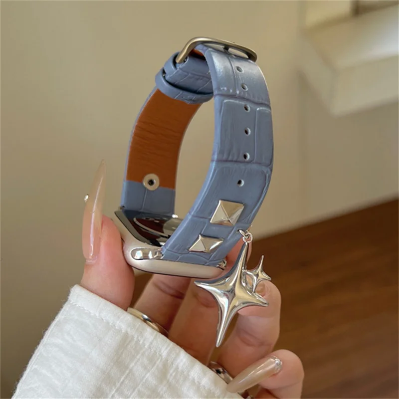 Ремешок Y2k кожаный для Apple Watch Band Ultra2 49 45 44 41, роскошный браслет с подвеской в виде ящерицы для часов серии 9 8 7