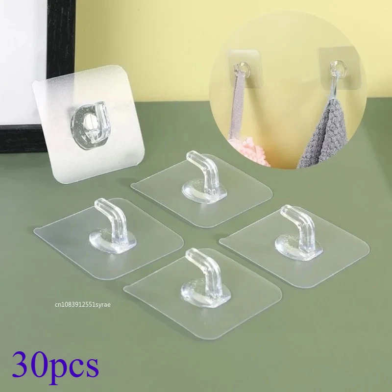 10–100 Stück Wandhaken, transparent, stark, selbstklebend, für Schlüssel, Handtücher, Tür, Wand, zum Aufhängen von Küchen- und Badezimmerzubehör