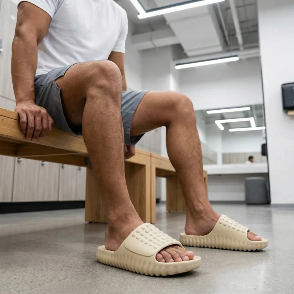 

Anti Slip Thick Soled Slippers Massage Platform EVA Slides Sandals Soft Solid Color Outer Wear Shoes Beach Vacation