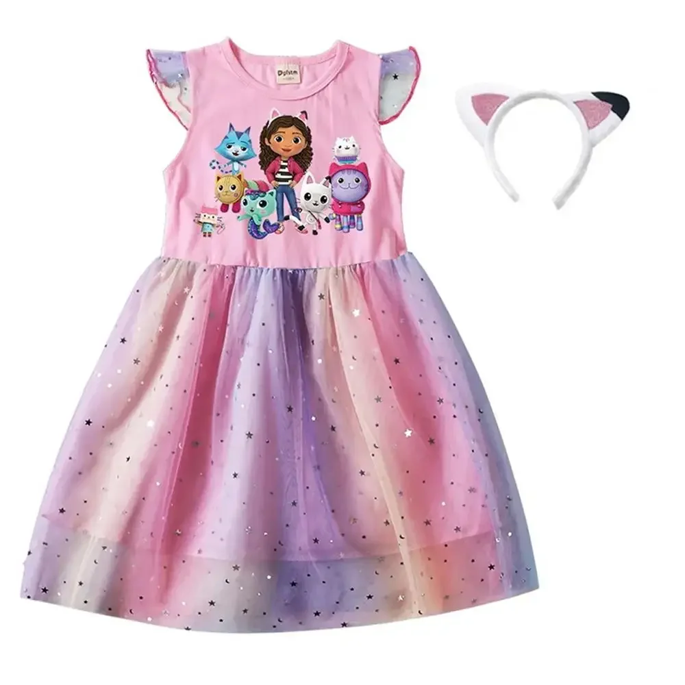 Girls' Dresses Gabby's Dollhouse Cosplay Costumes Kids Cartoon Cute Dress Birthday Party Outfits Casual Summer Clothing