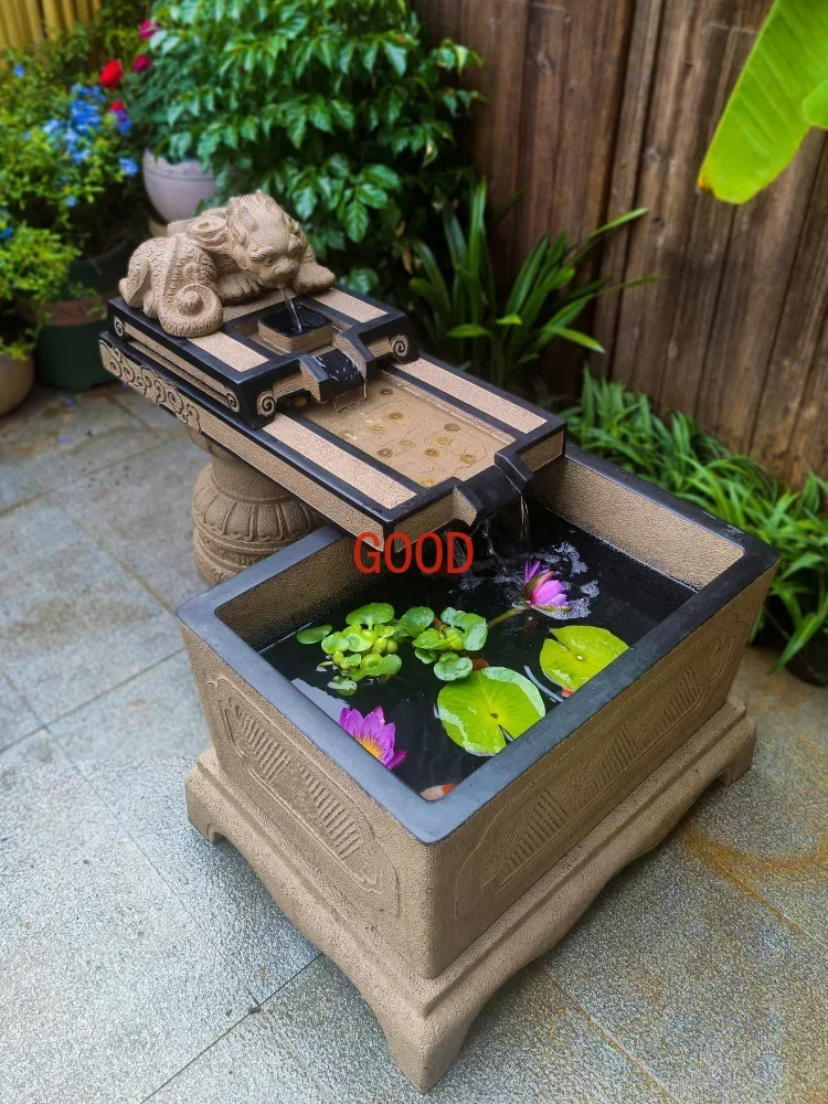 Flowing Water Ornaments Circulating Water Balcony Fish Pond Top Floor Garden Floor Landscape Fountain Pool