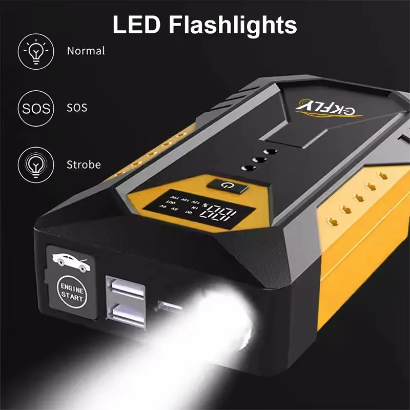 GKFLY 2000A سيارة الانتقال كاتب 18000mAh المحمولة قوة البنك الطوارئ بدء جهاز بطارية السيارة الداعم المغفل للديزل البنزين