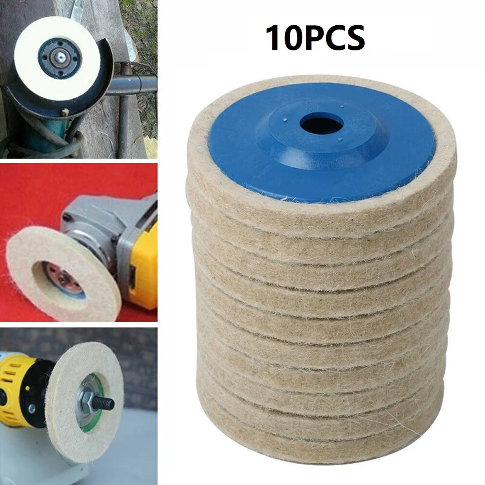 

10pcs Wool Polishing Wheel Buffing Pads 100mm Angle Grinder Felt Polishing Disc Practical Tool Parts