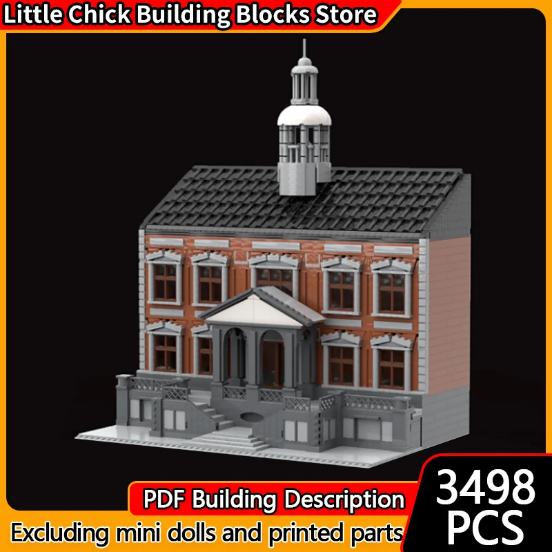 

City Street View Model MOC Building Bricks The Library Building Modular Technology Children Holiday Gifts Assemble Toys Suit