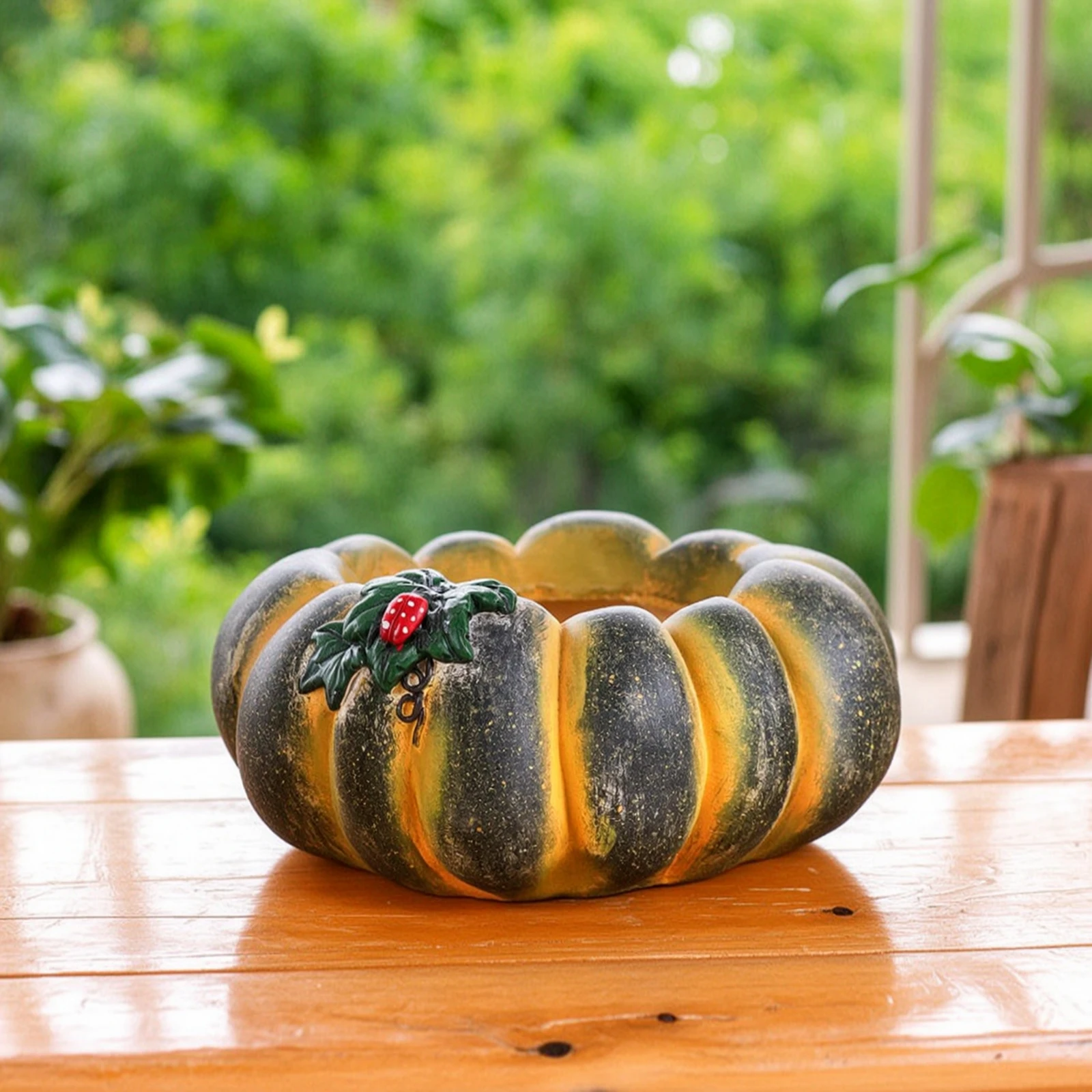 Pumpkin Planter Ribbed Pumpkin Flower Pot Decorative Outdoor for Gardeners, Garden, Courtyard