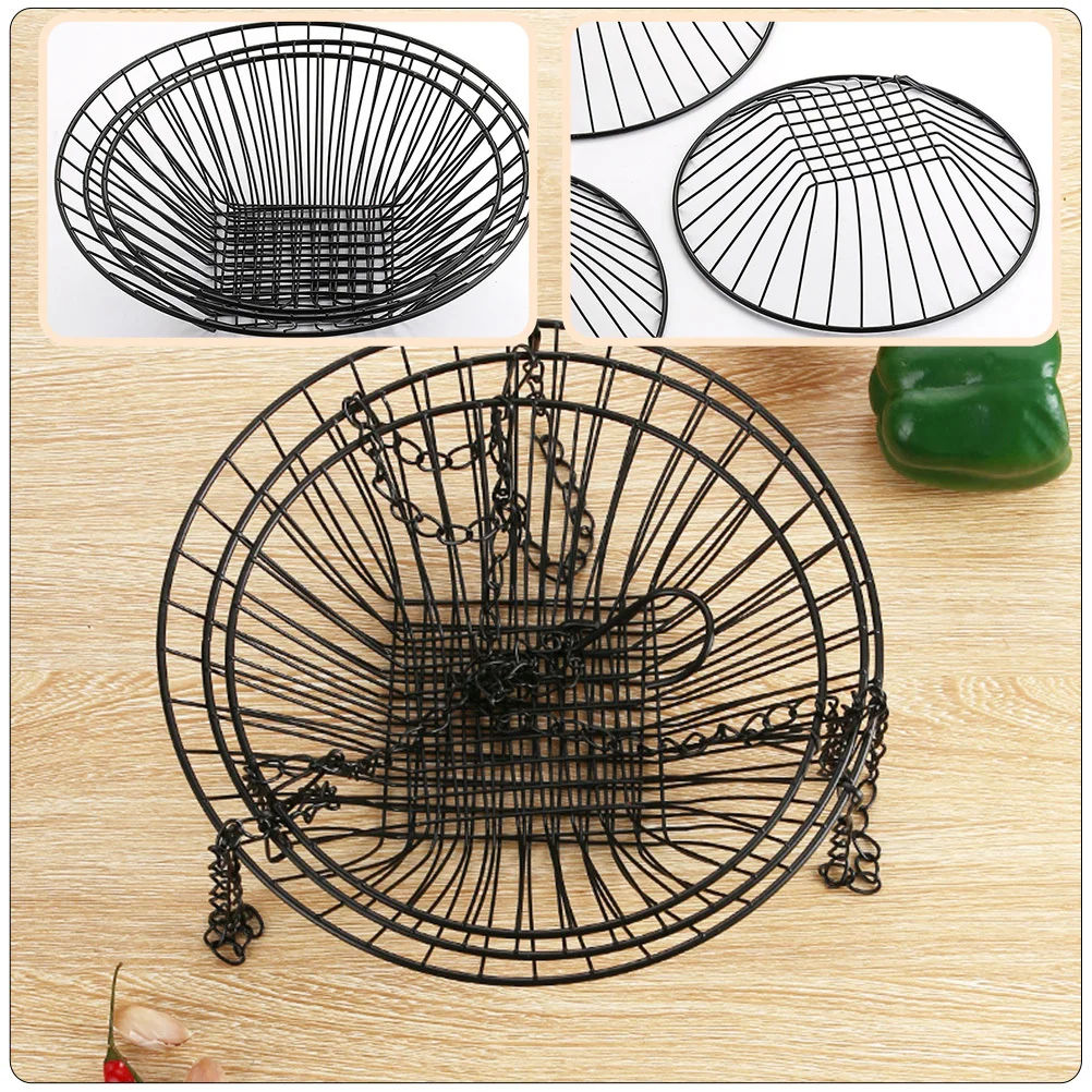 

1Pcs Three-Layer Iron Hanging Basket Modern Hollow-Out Fruit Storage Basket Home Kitchen Cafe Decorative Snack Holder Black