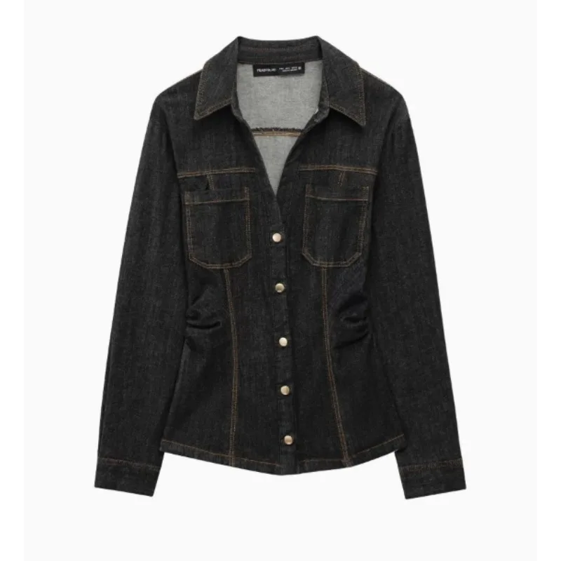 الأمريكية INS الأزياء طوق مشرق موضوع الديكور جيب مزدوج فضفاض تنوعا الجينز قطعتين مجموعة الملابس النسائية