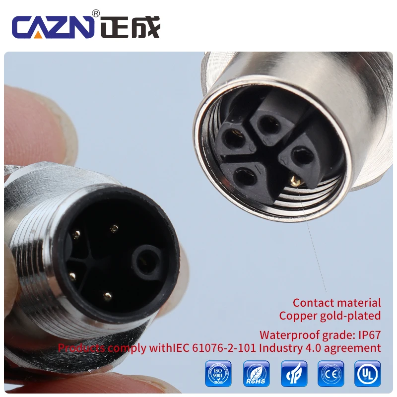 Hot sales M12 Plastic Straight Angled Assembled Connectors M12 K Code Type Male Female PG9 PG11 Metal Connectors