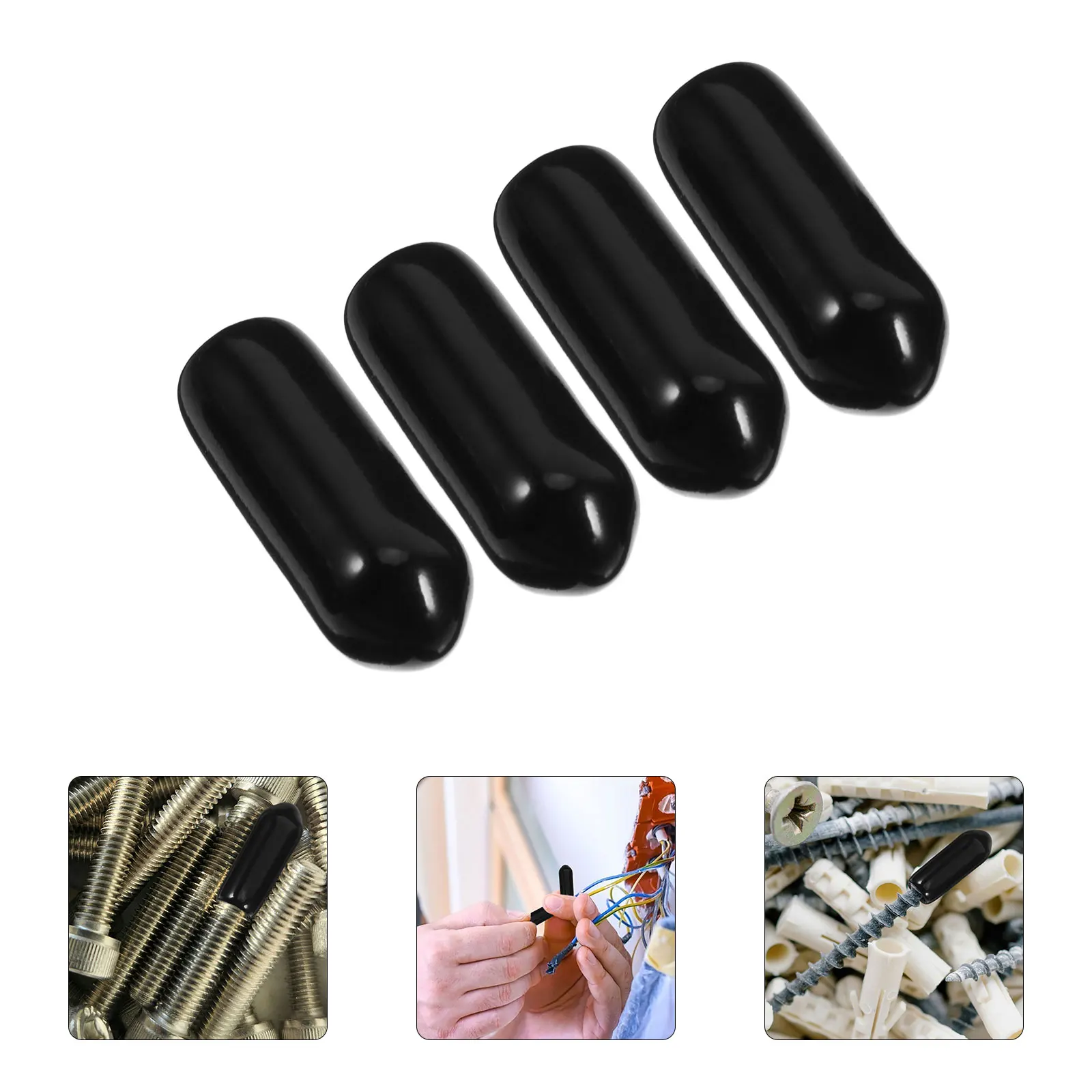 100 قطعة من قبعات الحماية البلاستيكية باللون الأسود 4.5 مللي متر واقيات خيط المسمار المرن لقضيب أنابيب حماية نهاية مسمار الأسلاك الكهربائية