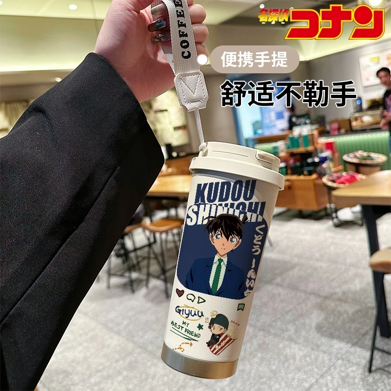 Hot New Detective Conan Kaito Kuroba 520ml Fangle Heat Preservation 316 Stainless Steel Straw Cup Portable Couple Style Cup Gift