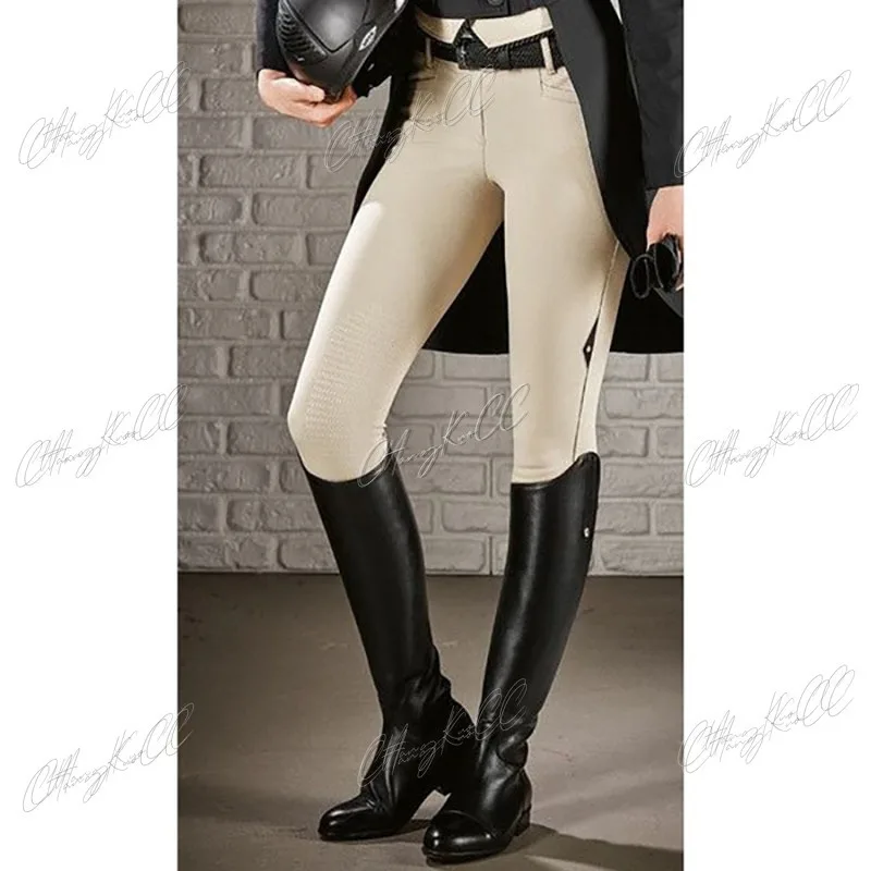 High Boots Horse Knee Rider PU Leather Shoes RidingEquestrian Long Bootcut Rider Wide Shaft Medieval Costume For Women