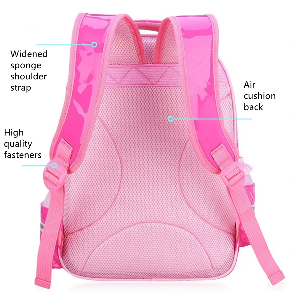 PU Waterproof Schoolbag Bow Girl 3-6 Grade Children Fashion Students Backpack Travel Shoulder Handbag School Bag 3D Pocket A Set