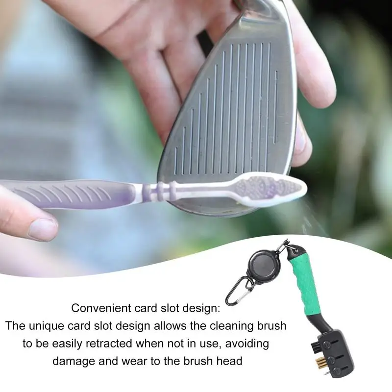 Handy Golf Club Cleaner Brush, Groove Scrub, Mosquetão Clip, Ferramenta De Limpeza Ergonômica