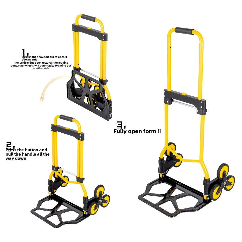 Multi functional aluminum alloy folding handcart, portable luggage cart, shopping cart, hand pulled truck, flatbed truck