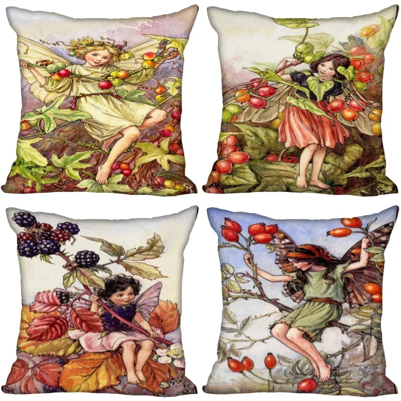 The Fairies Of The Autumn Secret Garden Pillow Cover Bedroom Home Office Decorative Pillowcase Square Zipper Pillow Cases 0214