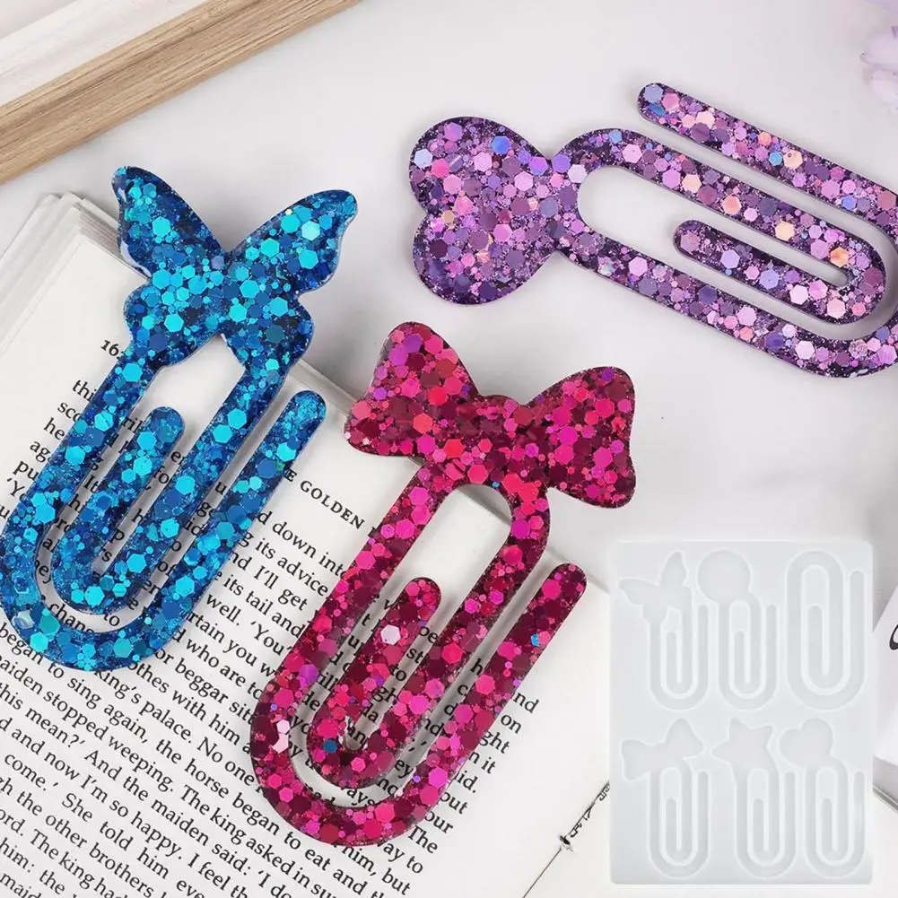 Paper Clip Epoxy Mold Diy Bookmark Making Mold Epoxy Resin Bookmark Molds for Book Lovers Butterfly Heart Star Shapes for Quick