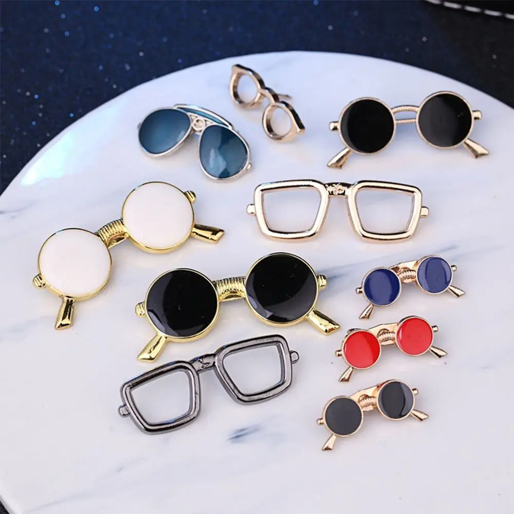 Multicolor Clothing Enamel Pins Jewelry Sunglasses Shape Shirt Collar Pins Glasses Brooch Badge Brooch