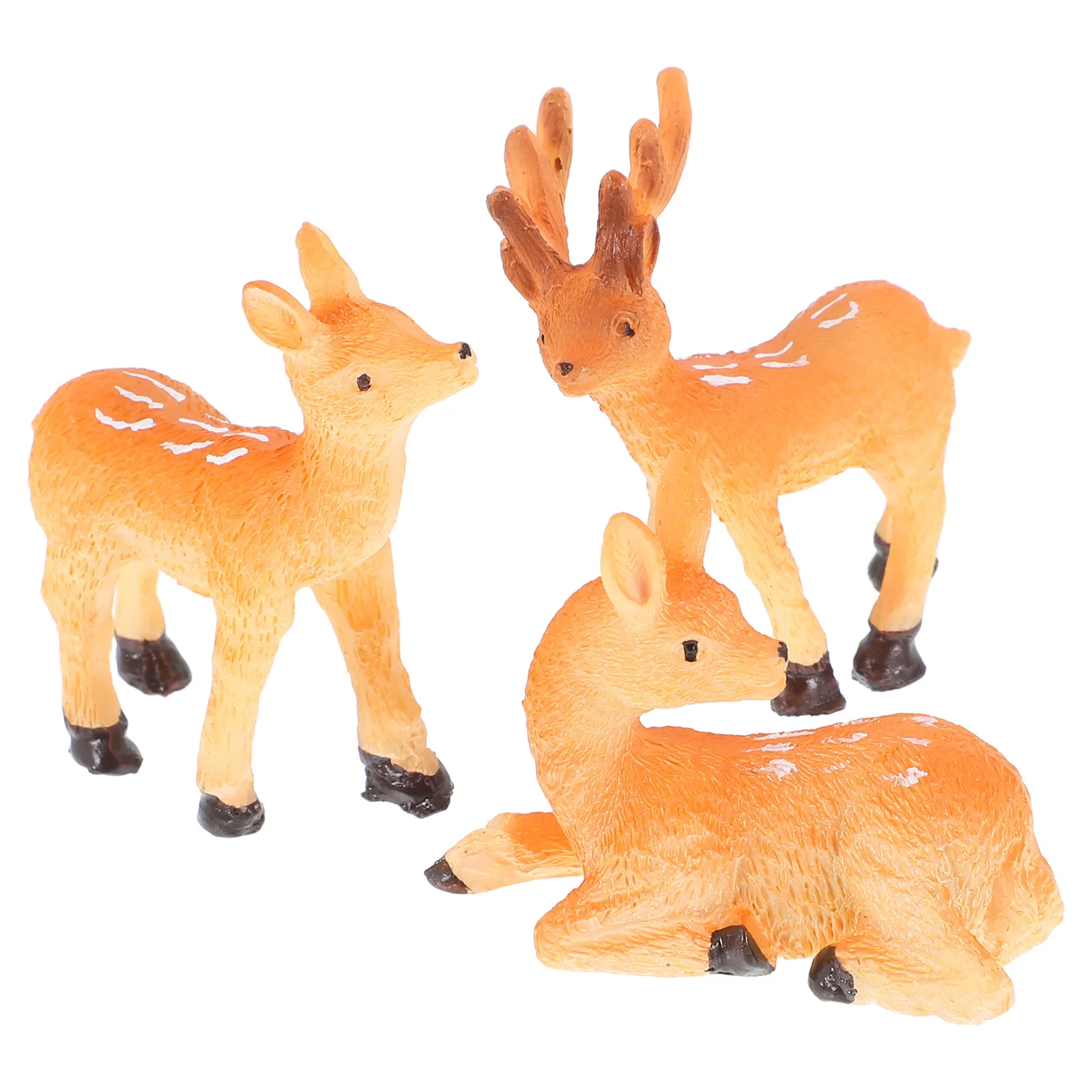 

3pcs Micro Landscape Deer Ornaments Miniature Reindeer Figurines Resin Animal Crafts For Fairy Garden Home Office Decor