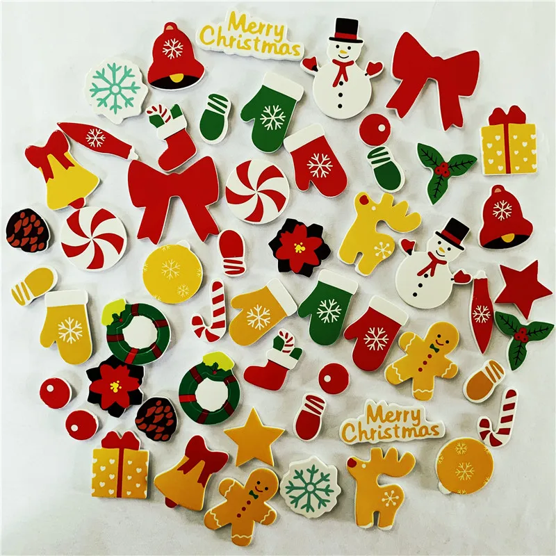 100PCS New printed Christmas foam stickers Xmas indoor decoration Ornament Reward label Promotion party favor gifts OEM