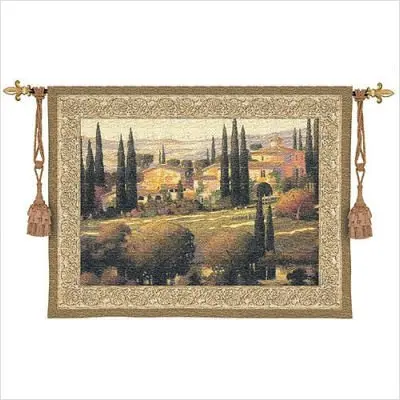 Tuscan Gold Italian Villa Countryside Landscape Max Cotton Woven Tapestry Wall Art Hanging