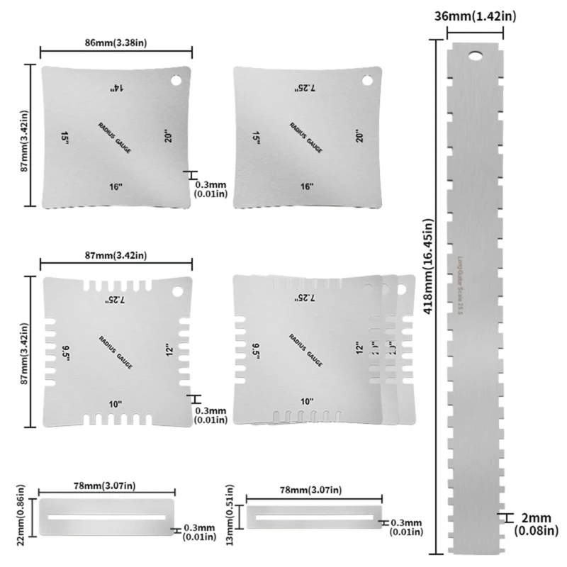 String Height Gauge Guitar Notched Radius Gauges Polishing Gasket Guitar Neck Notched Straight Ruler Measuring Tool