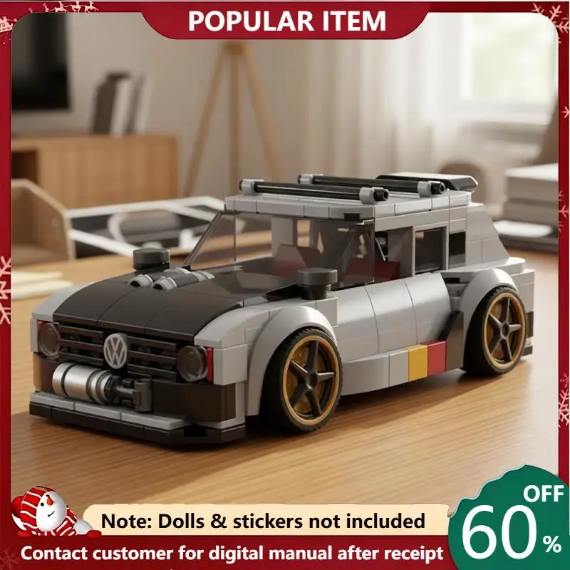 298PCS MOC Grey Modified Hatchback Racing Car Building Blocks Model Desktop Display Ornament For Adults Gifts Collection