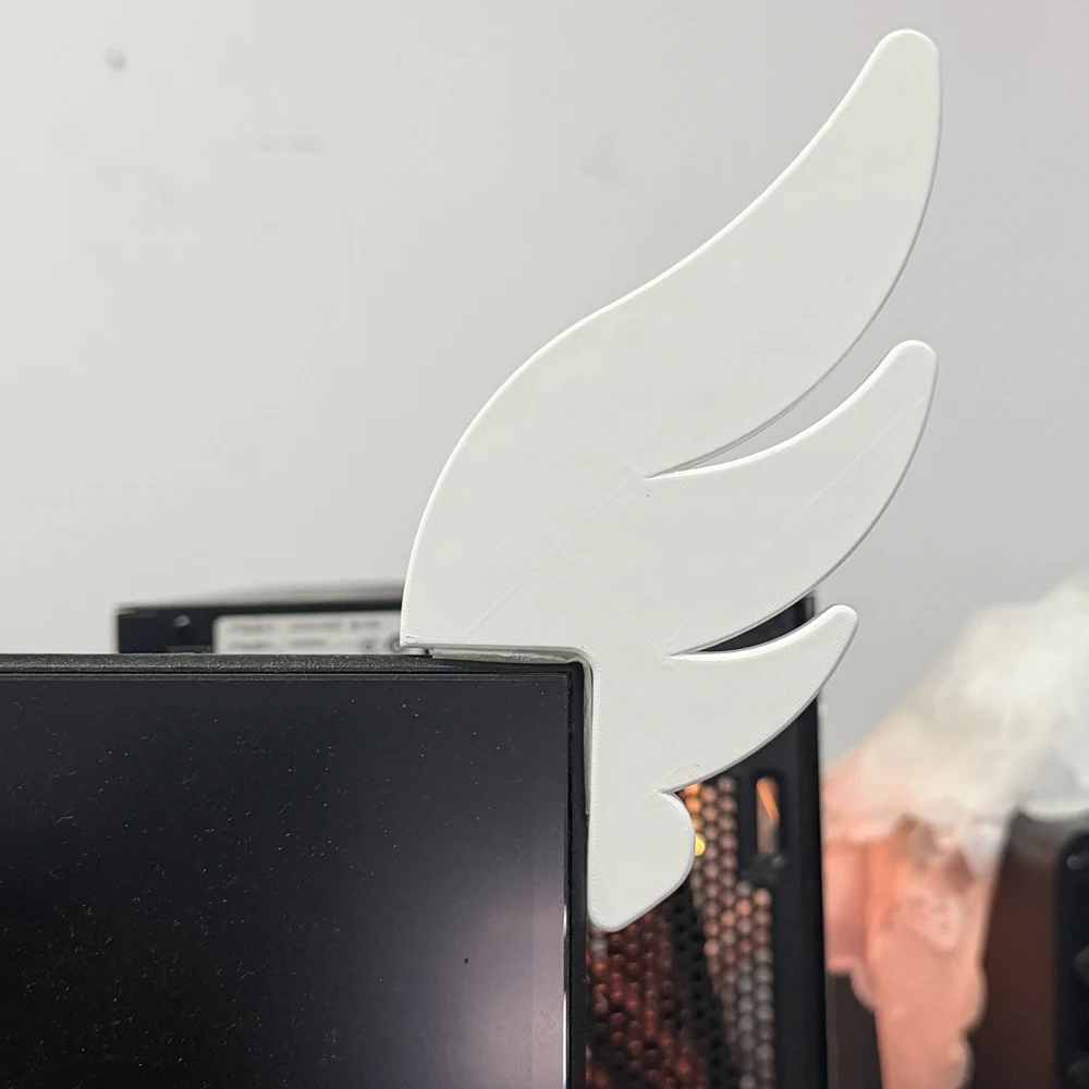 A Pair 3D Printing Cute Decorative Ornaments E-sports Room Pink Wings Monitor Decorative Ornaments Creative Gifts for Friends image 3