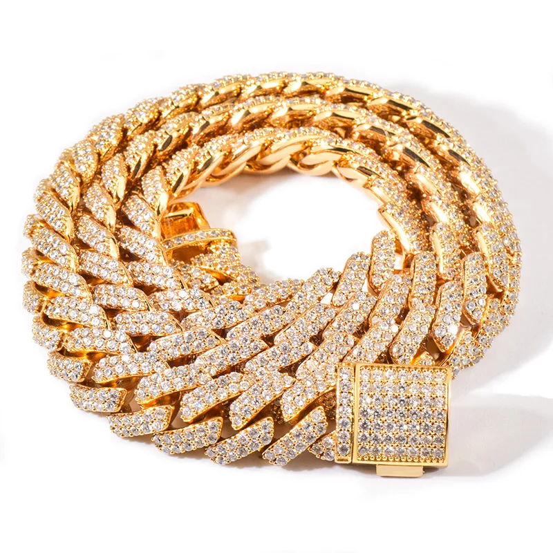 8mm 10mm 12mm Hip Hop 5A+ CZ Stone Bling Iced Out Diamond Cuban Miami Link Chain Bracelet Necklace for Men Rapper Jewlery