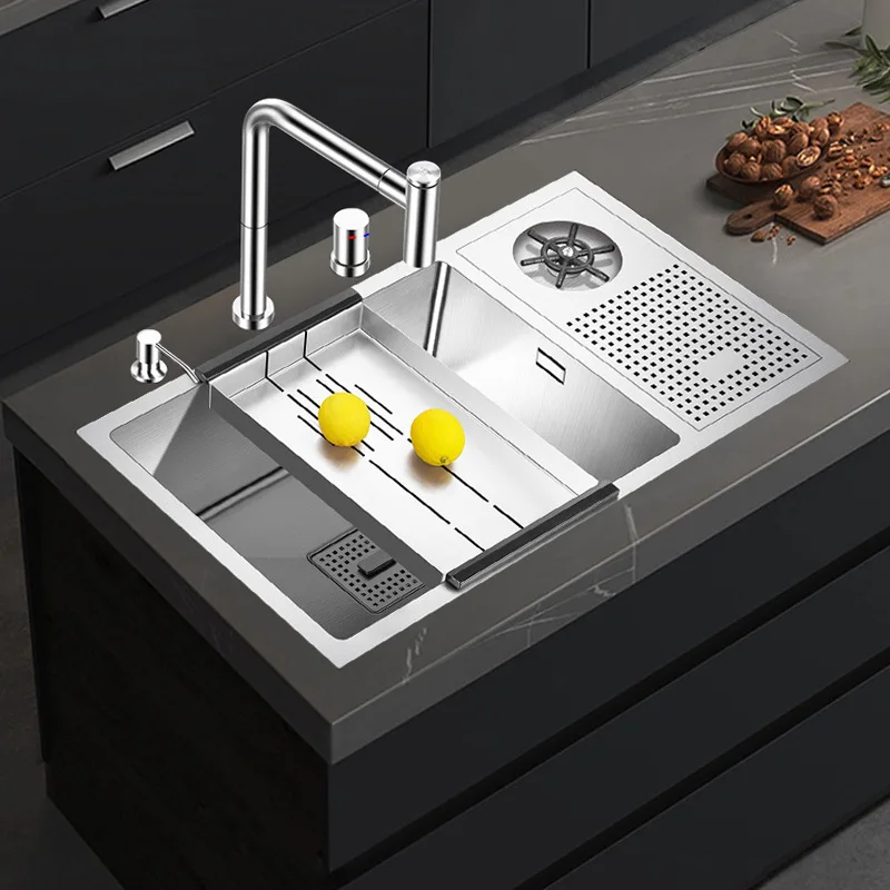 

304 stainless steel cup washer, sink set, kitchen wash basin, multi-functional household large single slot, cafe, bar