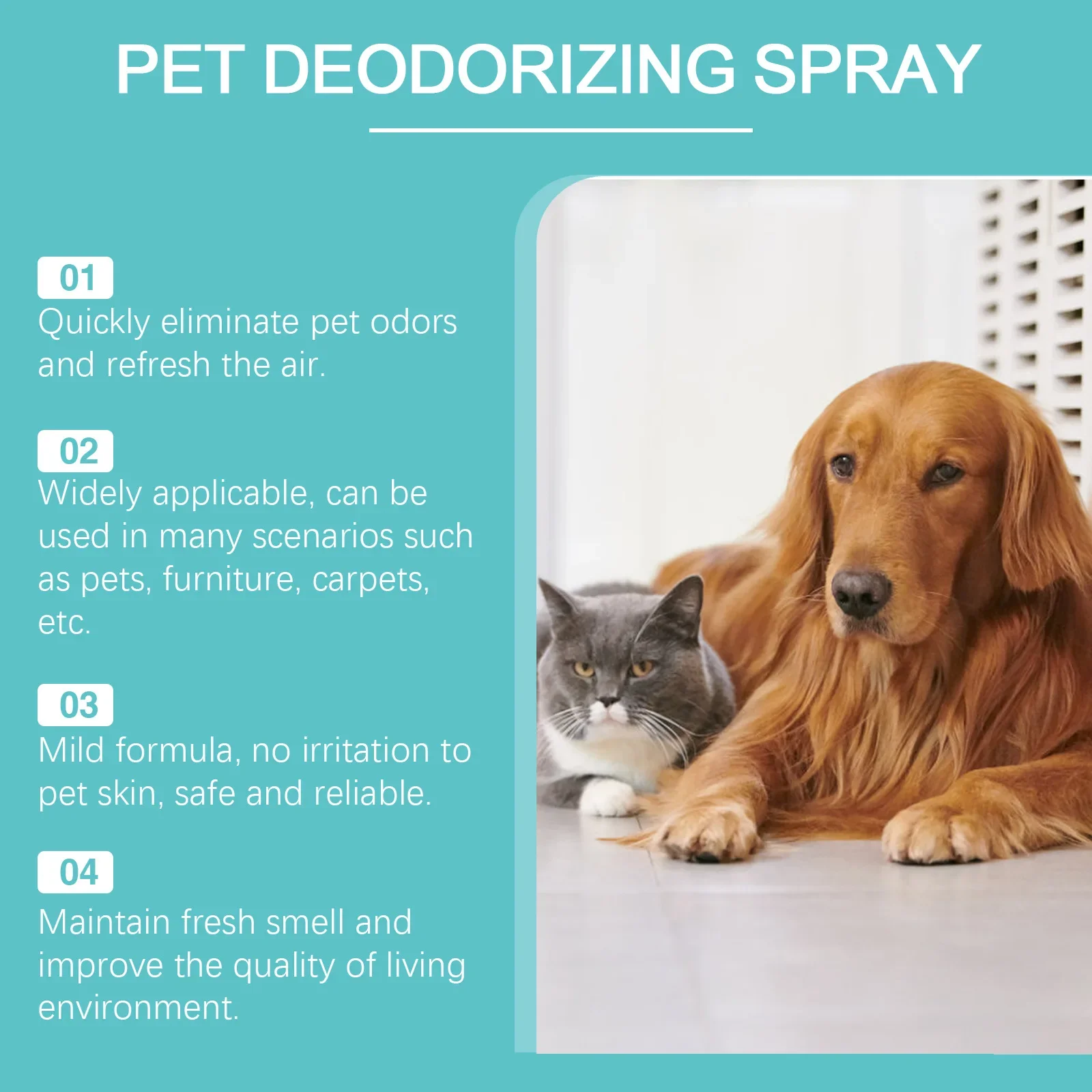 Cat Deodorizing Spray Body Odor Cleaning Urine Smell Remover Lasting Fragrance Fresh Scent Smell Good Pet Smell Deodorant Liquid