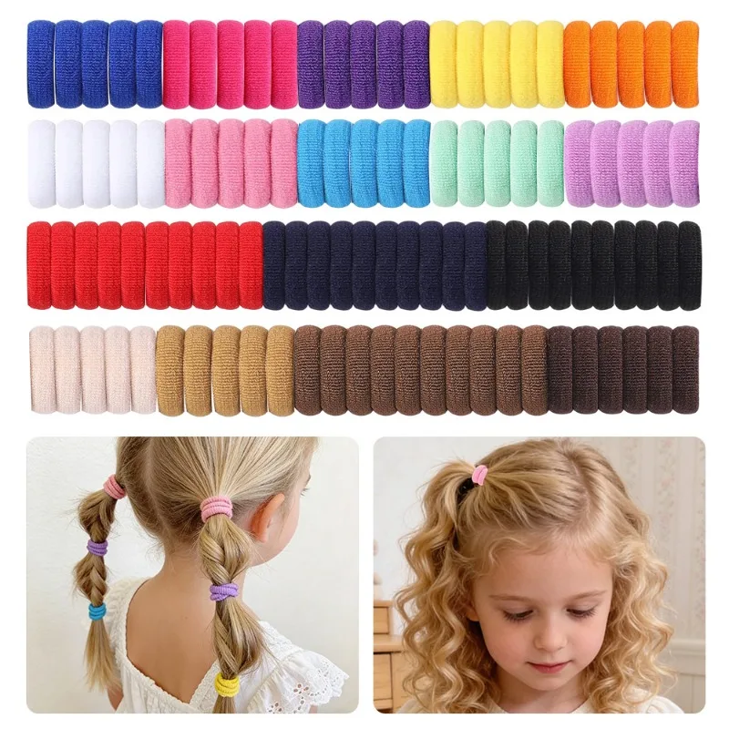 

200pcs Playful Soft Hair Rubber Bands Girls Solid Color Trendy High Stretch Hair Ties Accessories Stylish For Kids Hair Styling