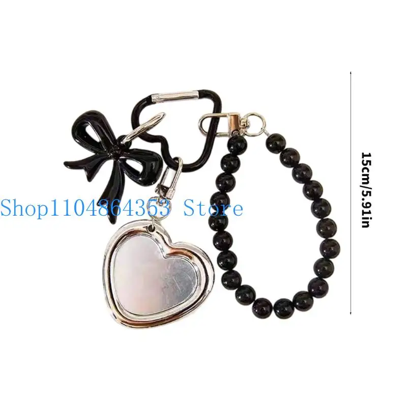 652F Trendiger Herzspiegel, Taschenanhänger, Schlüsselanhänger, Schmuck, Geschenk für Sie, tragbarer Make-up-Spiegel mit – Detail 6