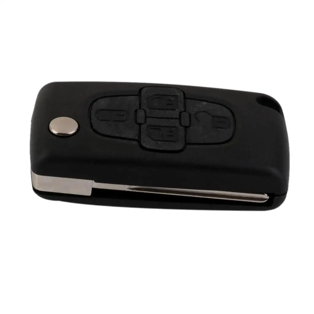 Aftermarket Nylon Rubber 4 Button Remote Key Shell Compatible for Peugeot 1007 and Citroen C8 Garage