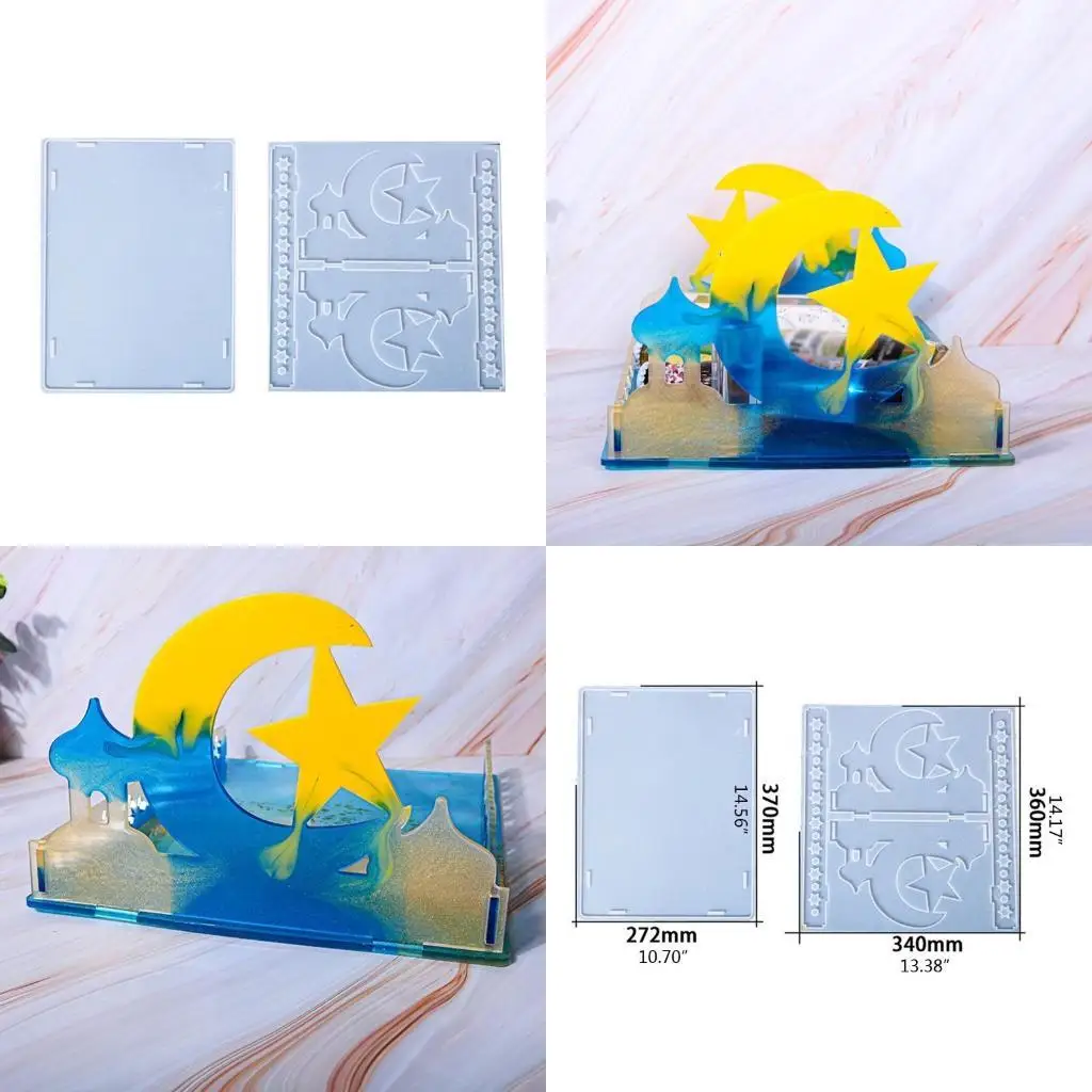 

J78F Moon Star Castle Shelf Mold Silicone Jewelry Tray Mould DIY Art Crafts Decorative Home Decoration