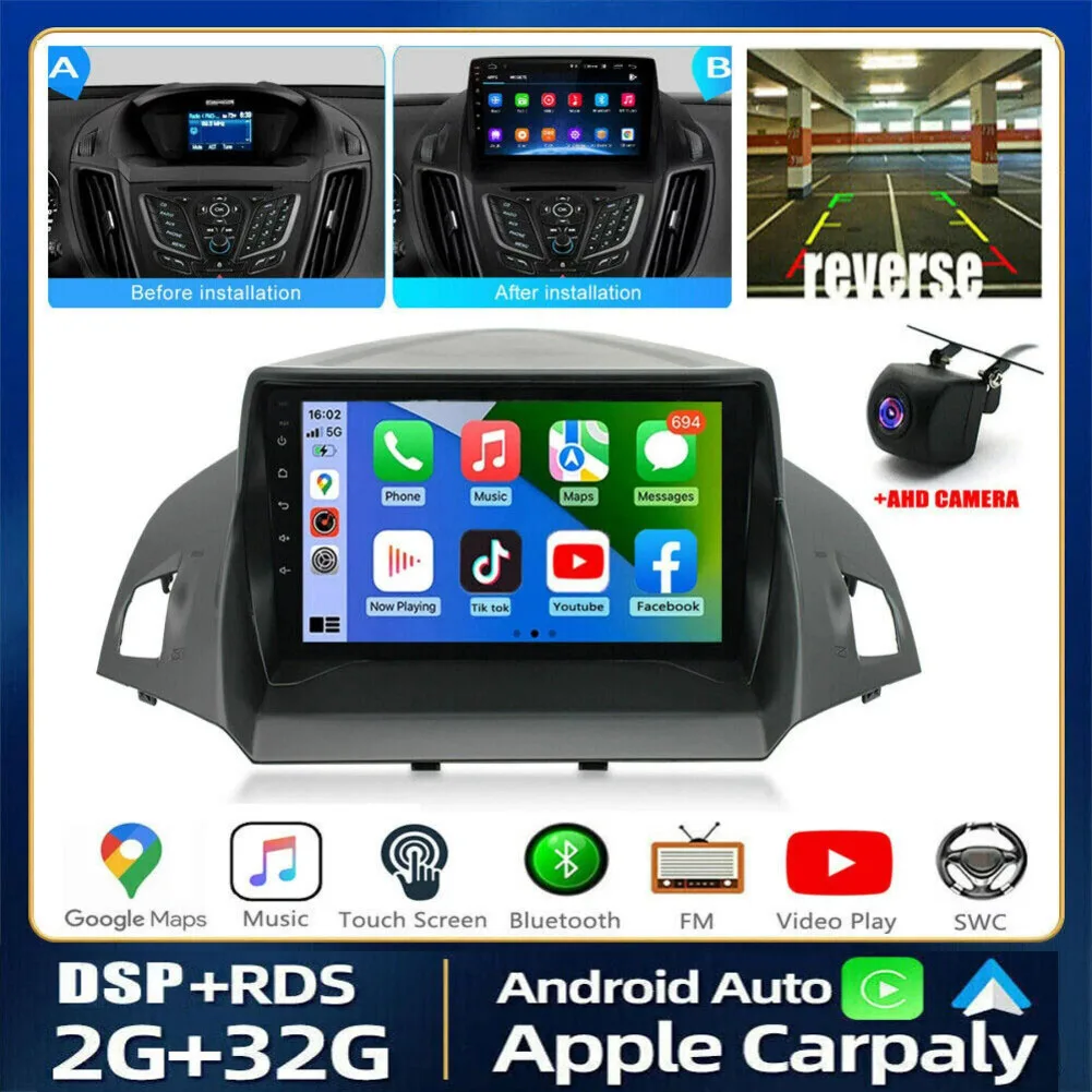 

9 Inch Android 13.0 2G+32GB For FORD C-MAX KUGA 2 ESCAPE 3 2012-2019 Car GPS Navi Multimedia Player Radio Tape Head Unit Carplay