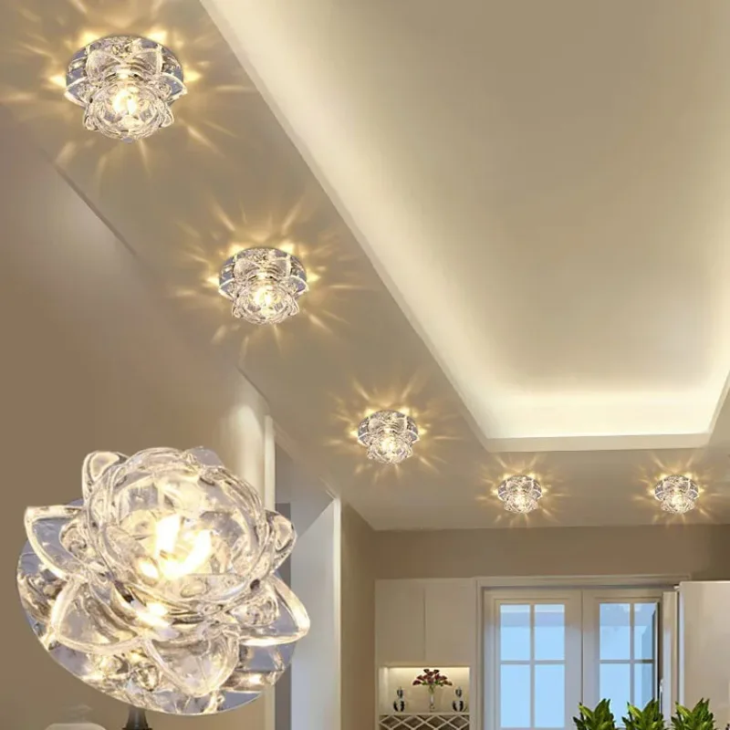 Crystal Spotlight LED Ceiling Light Embedded Living Room Downlight Ceiling Aisle Light Corridor Light