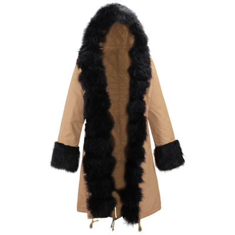 CPSYMYM Otoño e Invierno nuevo abrigo delgado y cálido para mujer abrigo largo europeo y americano con capucha Chaqueta de algodón