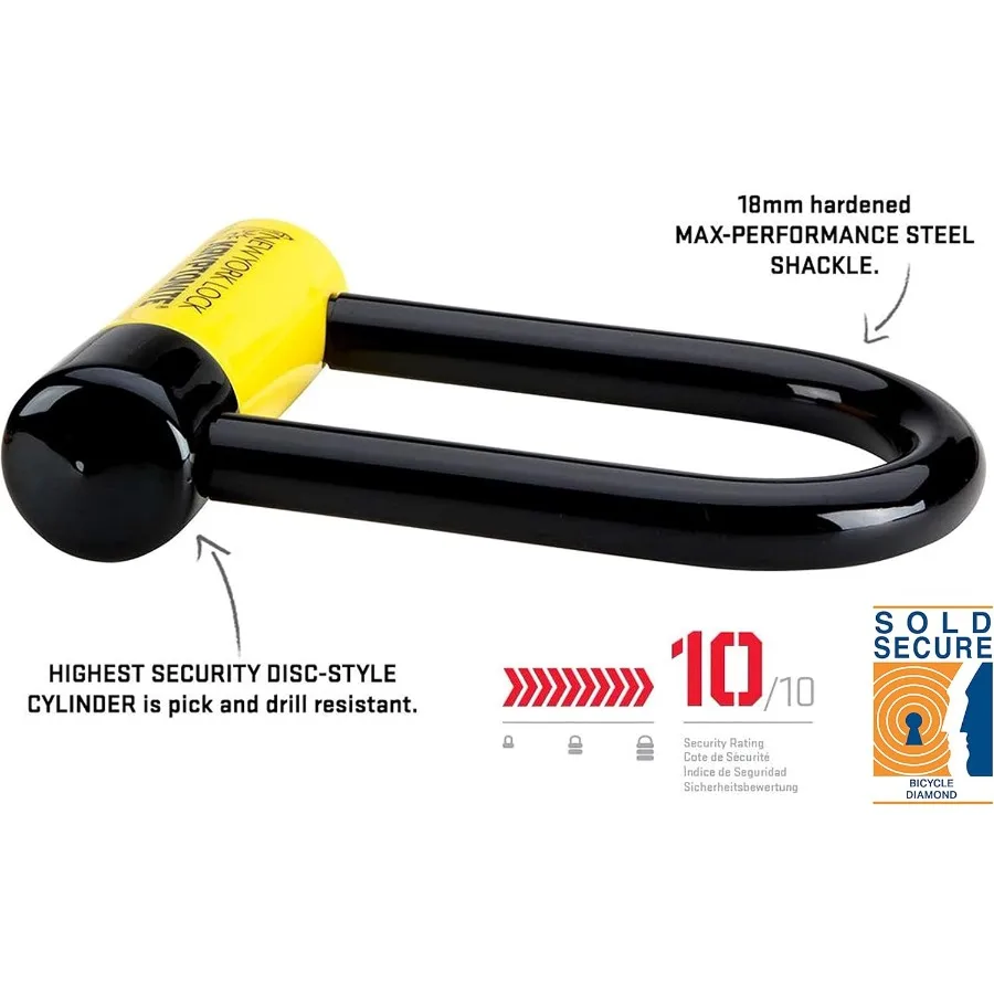 نيويورك Fahgettaboutit دراجة صغيرة ULock الثقيلة مكافحة سرقة دراجة U قفل مع تكبل 18 مللي متر ومفاتيح مثالية للقفل الآمن #3