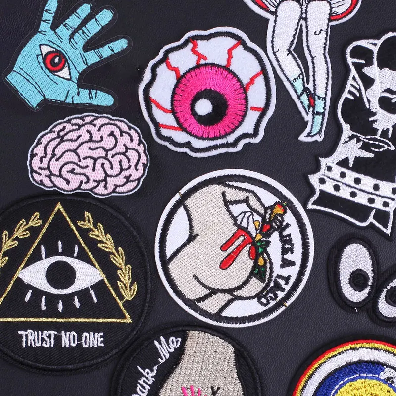 ZOTOONE Clothing Thermoadhesive Patches Iron on Evil Eyes Trust No One Letters Patches on Clothes UFO Alien Embroidered Stickers