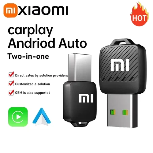 Xiaomi 2 en 1 inalámbrico Android Auto adaptador inalámbrico CarPlay Dongle sistemas inteligentes de coche AI caja inteligente para coche CarPlay con cable