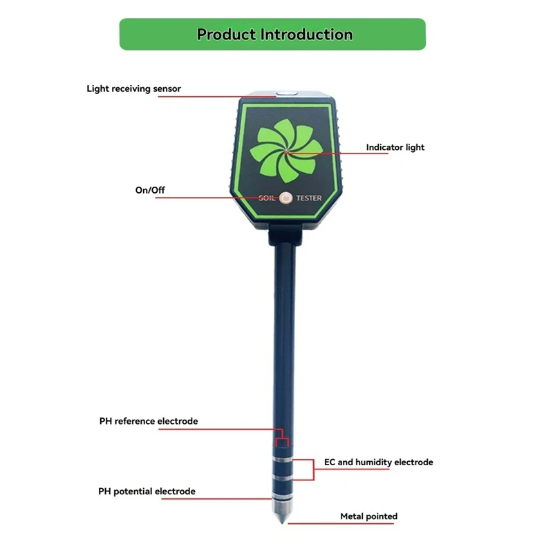 Professional Soil PH Meter Soil EC Fertility Salt Tester Monitor Smart Bluetooth Light Air Humidity Detector For Plant