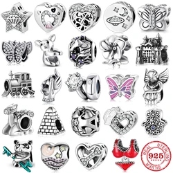 100% Authentic 925 Sterling Silver Beads Unicorn Butterfly Koala Bikini Ring Charms for Jewelry Making Silver Original Bracelet