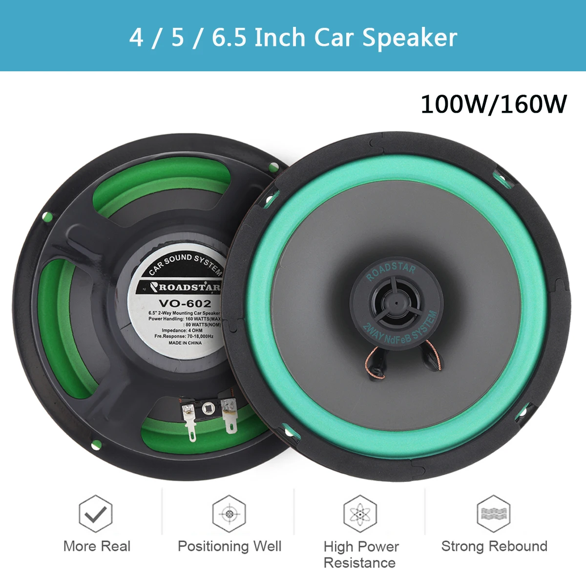 1pc/2pcs Car Speakers 4/5/6.5 Inch Universal Subwoofer Car Audio  Music Stereo Full Range Frequency Coaxial Automotive Speaker