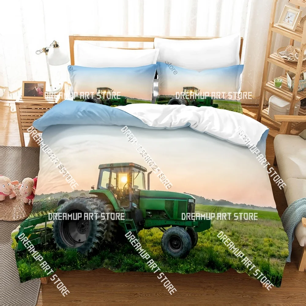 3D Printed Farm Tractor Bedding Set for Boys Girls Duvet Cover Pillowcase Twin Queen King Full Single Double Sizes