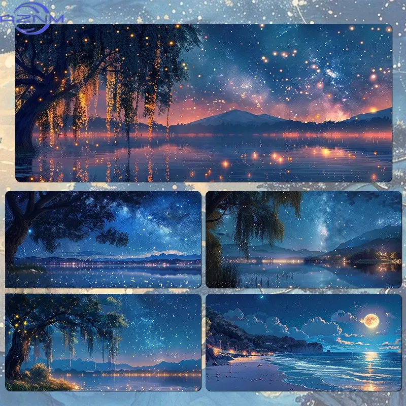 Starry Sky Scenery Mouse Pad Large Custom Lock Edge Computer Desk Mat High Value Office Desk Mousepad