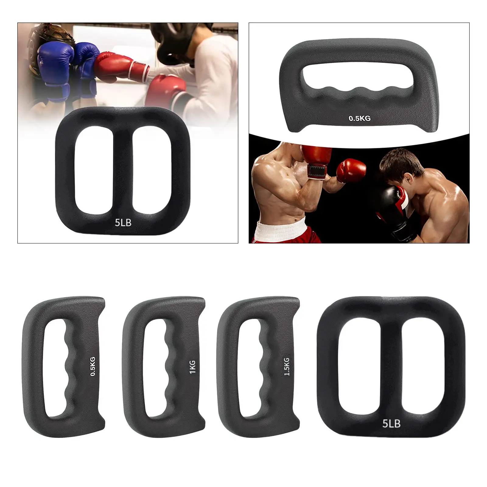 Peso de mano para hombres y mujeres, mancuerna de boxeo ergonómica antideslizante, mancuerna de agarre en D para entrenamiento, sombra, boxeo, Fitness, trotar, aeróbicos